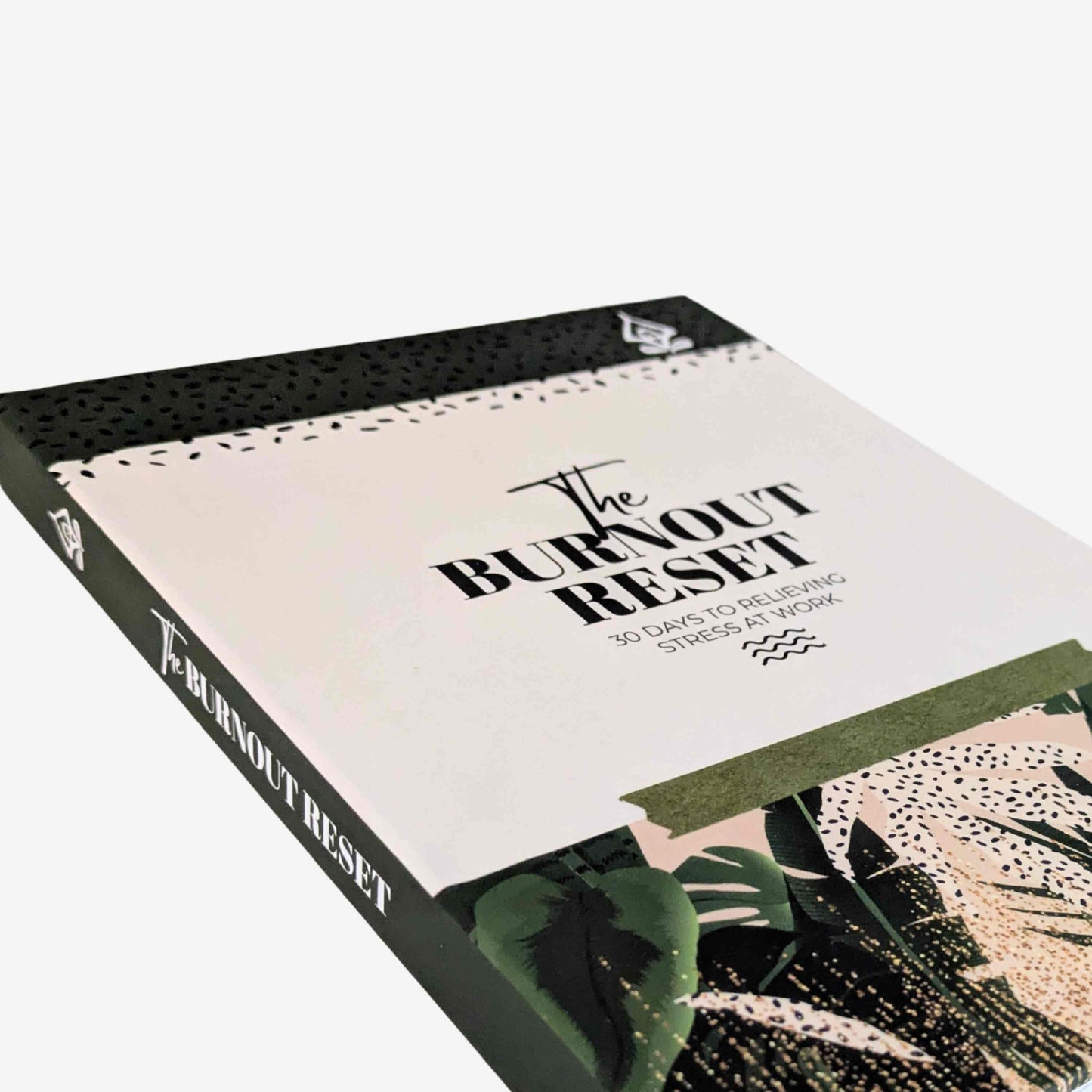 Book titled 'The Burnout Reset' with a minimalistic, green, natural plant-themed design on a white background